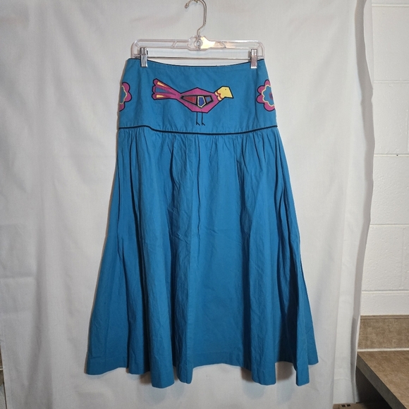 Vintage Sharon Young Embroidered Cotton A Line Midi Skirt Western Country 10 - Picture 12 of 12